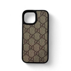 Брендований шкіряний чохол Gucci на iPhone 12 Pro Max бежевого кольору