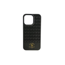 Шкіряний чохол Polo Santa Barbara чорного кольору на iPhone 15 Pro Шкіряний чохол Polo Santa Barbara чорного кольору на iPhone 15 Pro