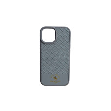 Шкіряний чохол Polo Santa Barbara сірого кольору на iPhone 15 Шкіряний чохол Polo Santa Barbara сірого кольору на iPhone 15
