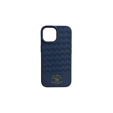 Шкіряний чохол Polo Santa Barbara синього кольору на iPhone 15 Шкіряний чохол Polo Santa Barbara синього кольору на iPhone 15