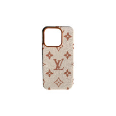 LV Leather Case iPhone 16 ProMax White/Gold