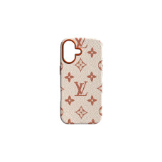 LV Leather Case iPhone 16 White/Gold